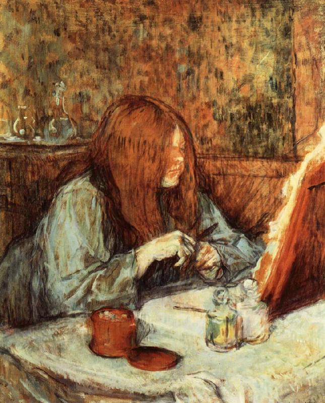 Henri  Toulouse-Lautrec At the Dressing Table Madame Poupoule china oil painting image